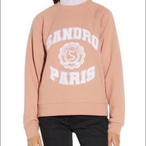Sandro blason ruffled collar layered look sweatshirt apricot sz 2 = medium